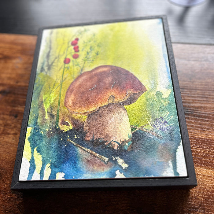 Bolete / penny bun mushroom Watercolor painting by Sophie Xie Dream In Watercolor. This stunning painting is available as a print on my website, http://www.dreaminwatercolor.com