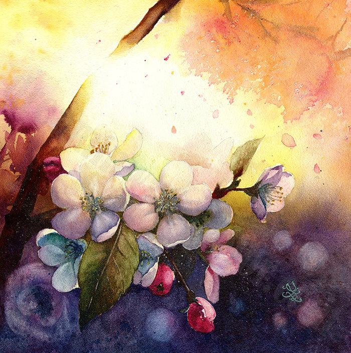 plum blossom dream and light collection Watercolor painting by Sophie Xie Dream In Watercolor. This stunning painting is available as a print on my website, http://www.dreaminwatercolor.com
