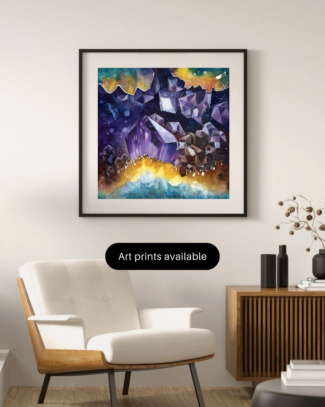 Geode Dream light collection Watercolor painting by Sophie Xie Dream In Watercolor This stunning painting is available as a print on my website, http://www.dreaminwatercolor.com