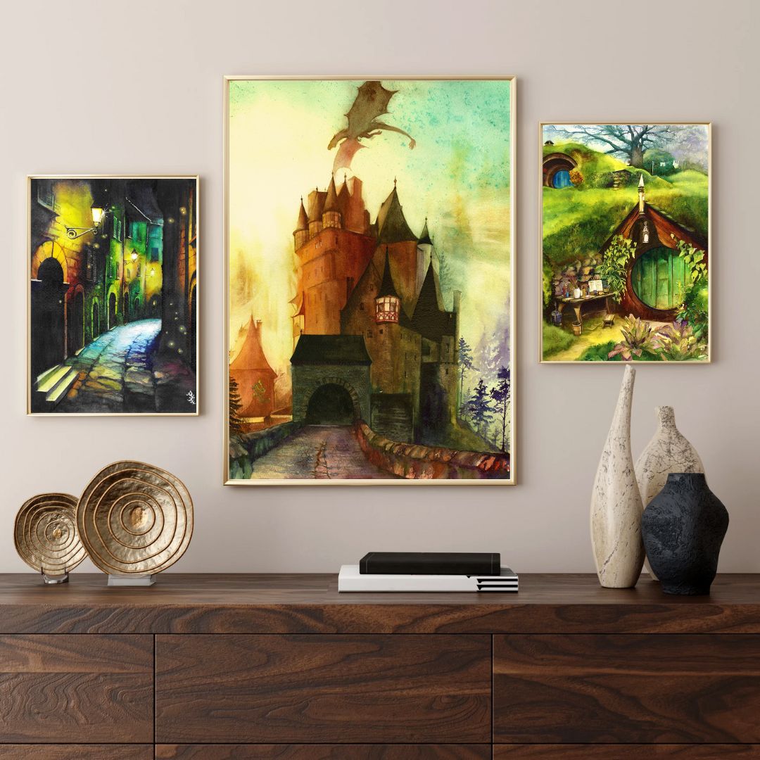 shire medieval collection Watercolor painting by Sophie Xie Dream In Watercolor. This stunning painting is available as a print on my website, http://www.dreaminwatercolor.com