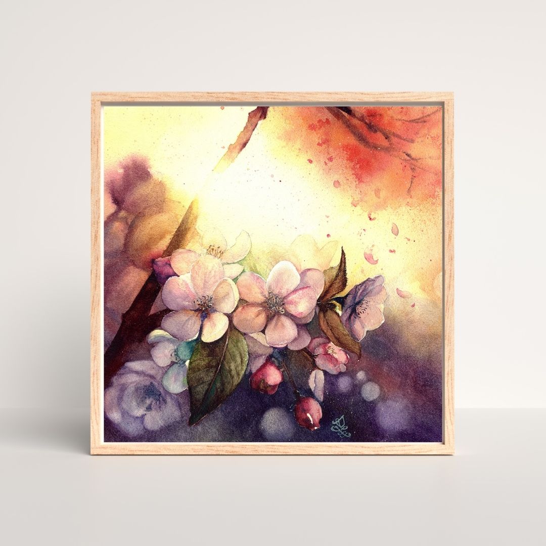 plum blossom dream and light collection Watercolor painting by Sophie Xie Dream In Watercolor. This stunning painting is available as a print on my website, http://www.dreaminwatercolor.com