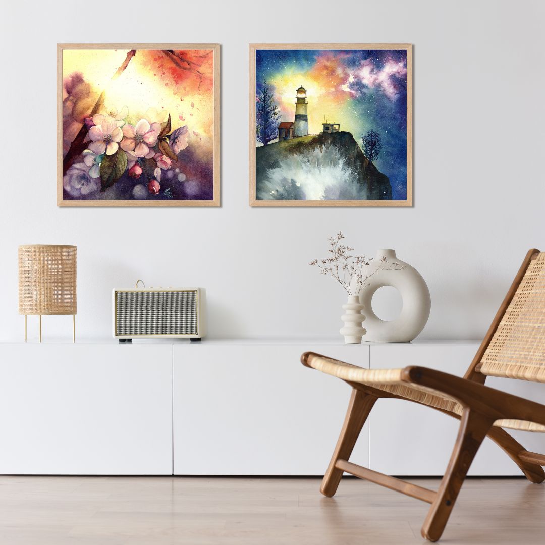 plum blossom dream and light collection Watercolor painting by Sophie Xie Dream In Watercolor. This stunning painting is available as a print on my website, http://www.dreaminwatercolor.com