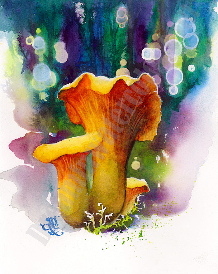 Chantelles1 mushroom Watercolor painting by Sophie Xie Dream In Watercolor. This stunning painting is available as a print on my website, http://www.dreaminwatercolor.com