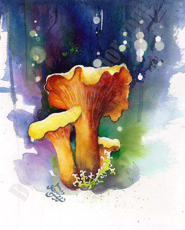 Chantelles1 mushroom Watercolor painting by Sophie Xie Dream In Watercolor. This stunning painting is available as a print on my website, http://www.dreaminwatercolor.com