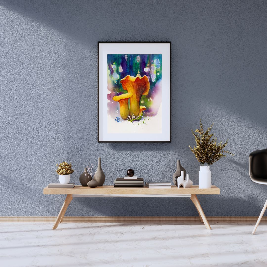 Chantelles1 mushroom Watercolor painting by Sophie Xie Dream In Watercolor. This stunning painting is available as a print on my website, http://www.dreaminwatercolor.com