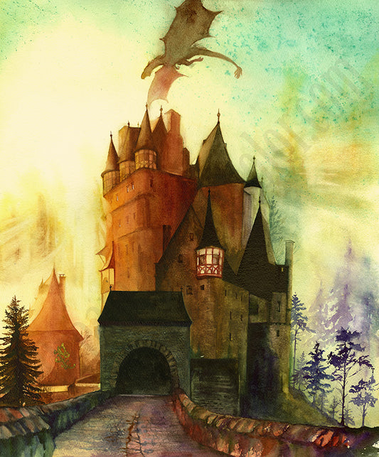 Castle Eltz Watercolor painting by Sophie Xie Dream In Watercolor. This stunning painting is available as a print on my website, http://www.dreaminwatercolor.com
