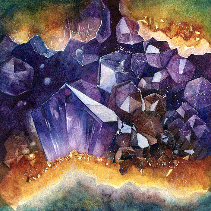 Geode Dream light collection Watercolor painting by Sophie Xie Dream In Watercolor This stunning painting is available as a print on my website, http://www.dreaminwatercolor.com
