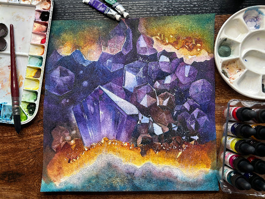 Geode Dream light collection Watercolor painting by Sophie Xie Dream In Watercolor This stunning painting is available as a print on my website, http://www.dreaminwatercolor.com