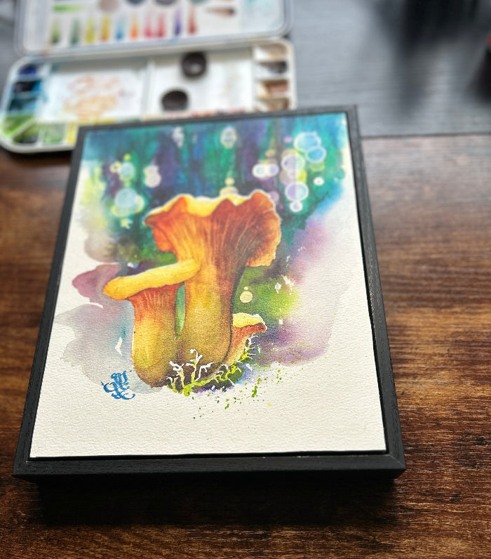 Chantelles1 mushroom Watercolor painting by Sophie Xie Dream In Watercolor. This stunning painting is available as a print on my website, http://www.dreaminwatercolor.com