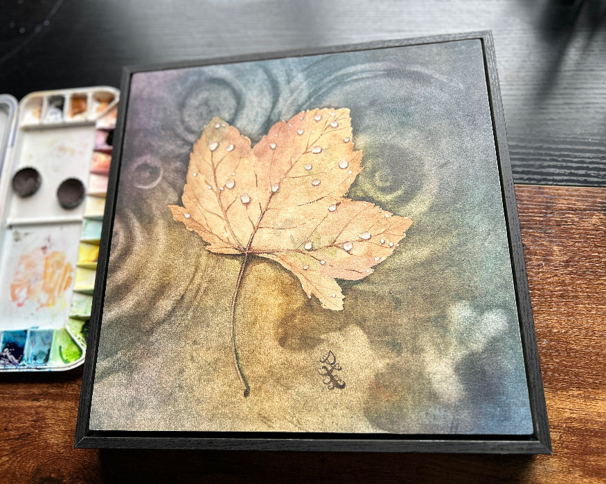 drifting leaf 1 Watercolor painting by Sophie Xie Dream In Watercolor. This stunning painting is available as a print on my website, http://www.dreaminwatercolor.com