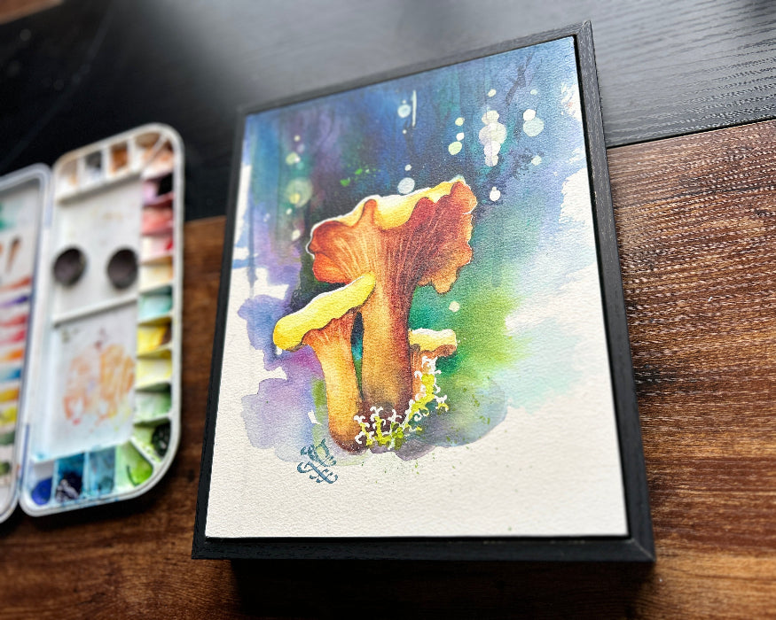 Chantelles1 mushroom Watercolor painting by Sophie Xie Dream In Watercolor. This stunning painting is available as a print on my website, http://www.dreaminwatercolor.com