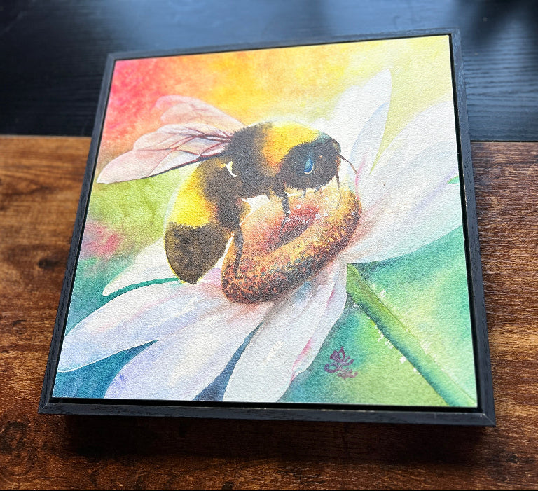 Bee Happy Bumble Bee painting part of dream and light collection Watercolor painting by Sophie Xie Dream In Watercolor. This stunning painting is available as a print on my website, http://www.dreaminwatercolor.com