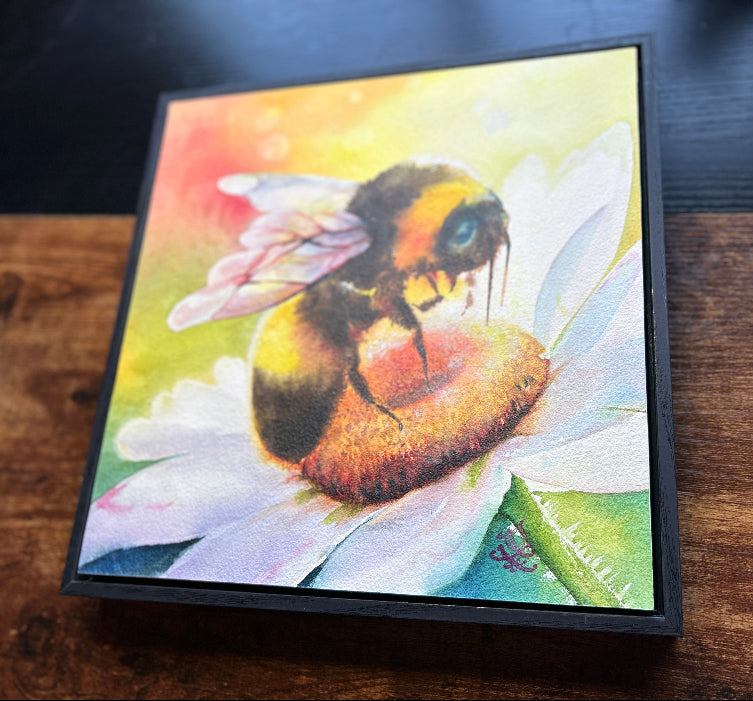 Bee Happy Bumble Bee painting part of dream and light collection Watercolor painting by Sophie Xie Dream In Watercolor. This stunning painting is available as a print on my website, http://www.dreaminwatercolor.com