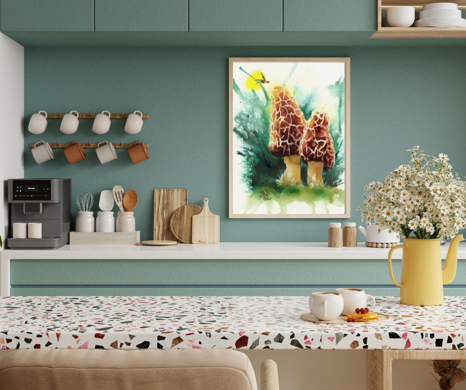 Morel mushrooms Watercolor painting by Sophie Xie Dream In Watercolor. This stunning painting is available as a print on my website, http://www.dreaminwatercolor.com