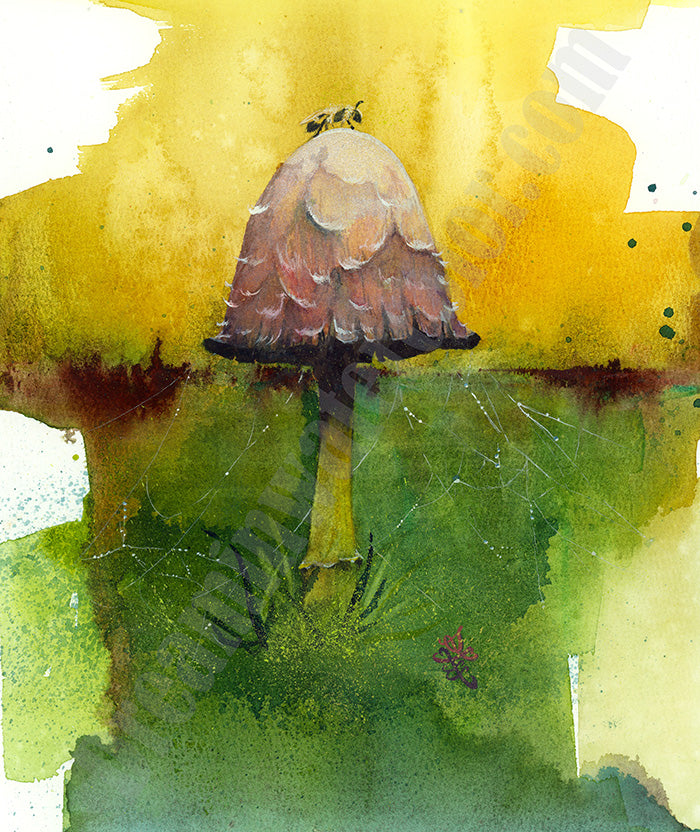 Shaggy Mane mushroom Watercolor painting by Sophie Xie Dream In Watercolor. This stunning painting is available as a print on my website, http://www.dreaminwatercolor.com