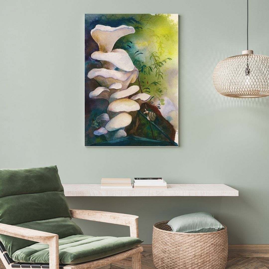 Angel Wings mushroom Watercolor painting by Sophie Xie Dream In Watercolor. This stunning painting is available as a print on my website, http://www.dreaminwatercolor.com