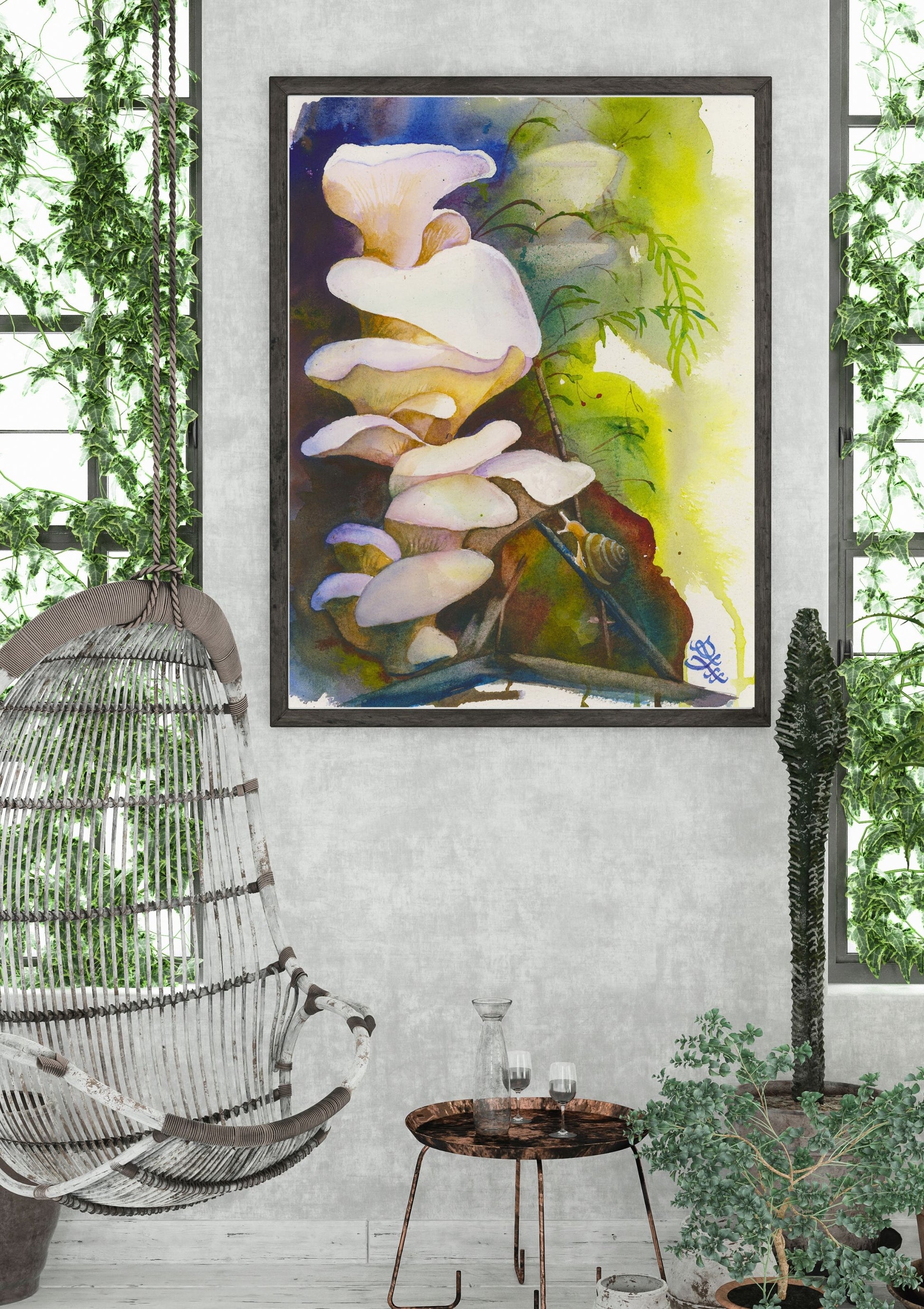 Angel Wings mushroom Watercolor painting by Sophie Xie Dream In Watercolor. This stunning painting is available as a print on my website, http://www.dreaminwatercolor.com