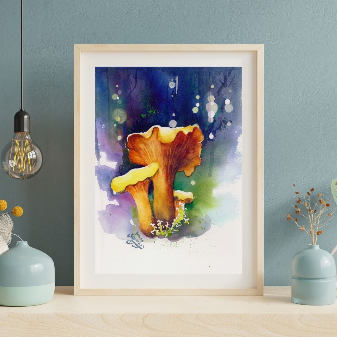 Chantelles1 mushroom Watercolor painting by Sophie Xie Dream In Watercolor. This stunning painting is available as a print on my website, http://www.dreaminwatercolor.com