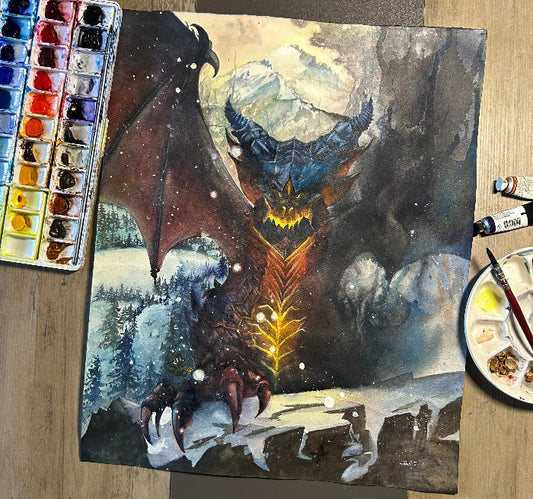 deathwing Watercolor painting by Sophie Xie Dream In Watercolor. This stunning painting is available as a print on my website, http://www.dreaminwatercolor.com.
