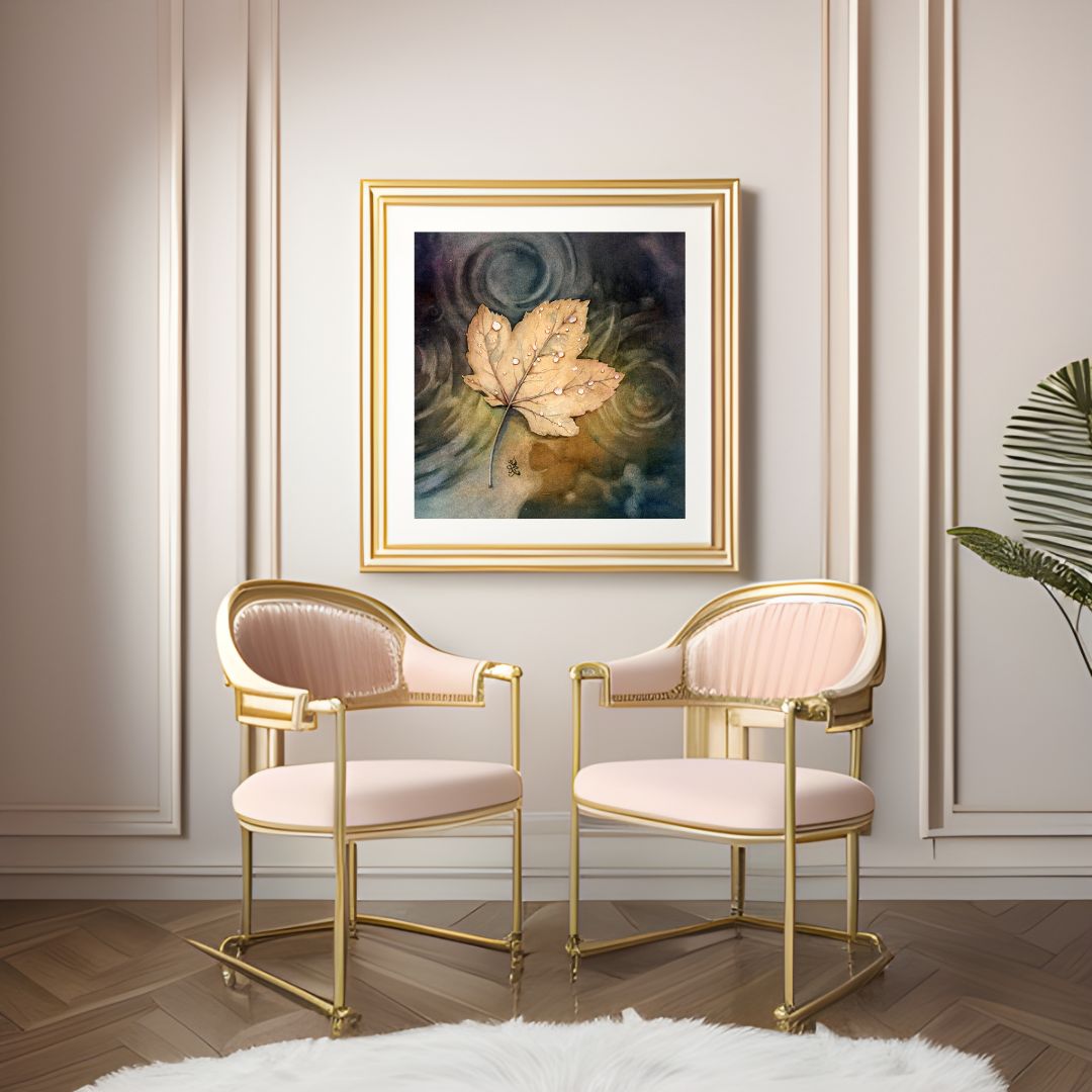 Drifting leaf Watercolor painting by Sophie Xie Dream In Watercolor. This stunning painting is available as a print on my website, http://www.dreaminwatercolor.com