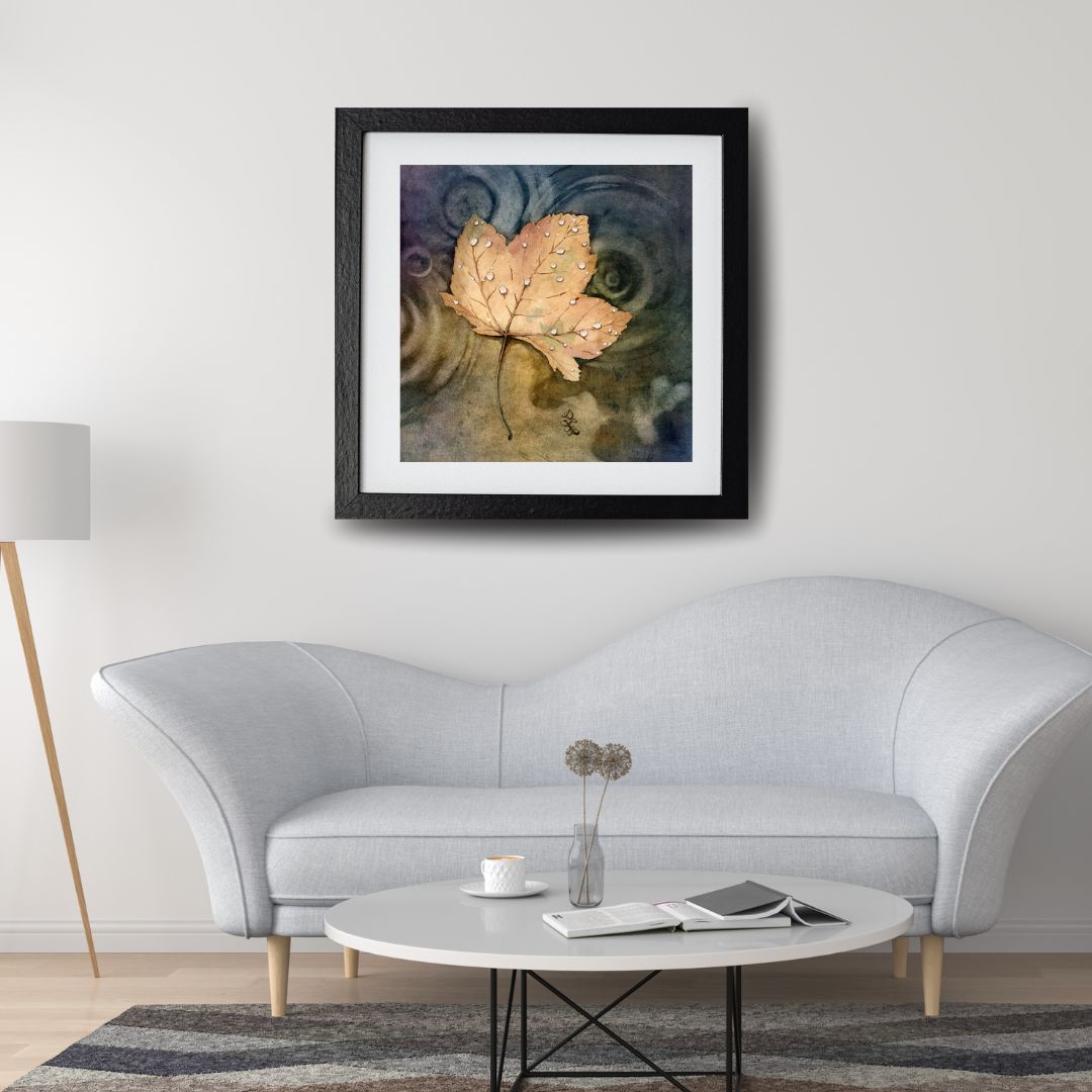 Drifting leaf Watercolor painting by Sophie Xie Dream In Watercolor. This stunning painting is available as a print on my website, http://www.dreaminwatercolor.com