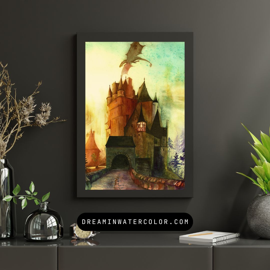 Castle Eltz Watercolor painting by Sophie Xie Dream In Watercolor. This stunning painting is available as a print on my website, http://www.dreaminwatercolor.com