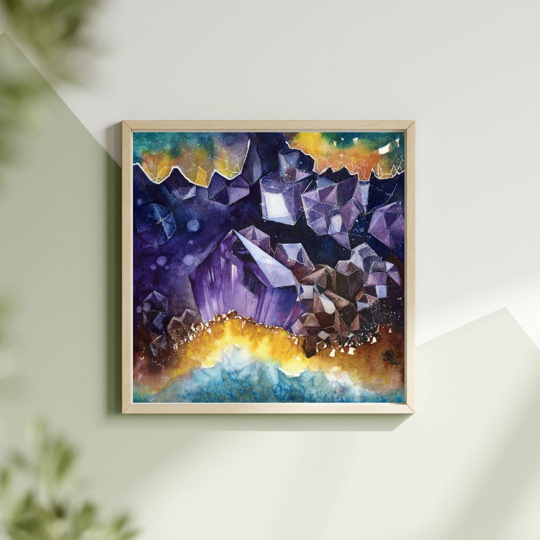 Geode Dream light collection Watercolor painting by Sophie Xie Dream In Watercolor This stunning painting is available as a print on my website, http://www.dreaminwatercolor.com