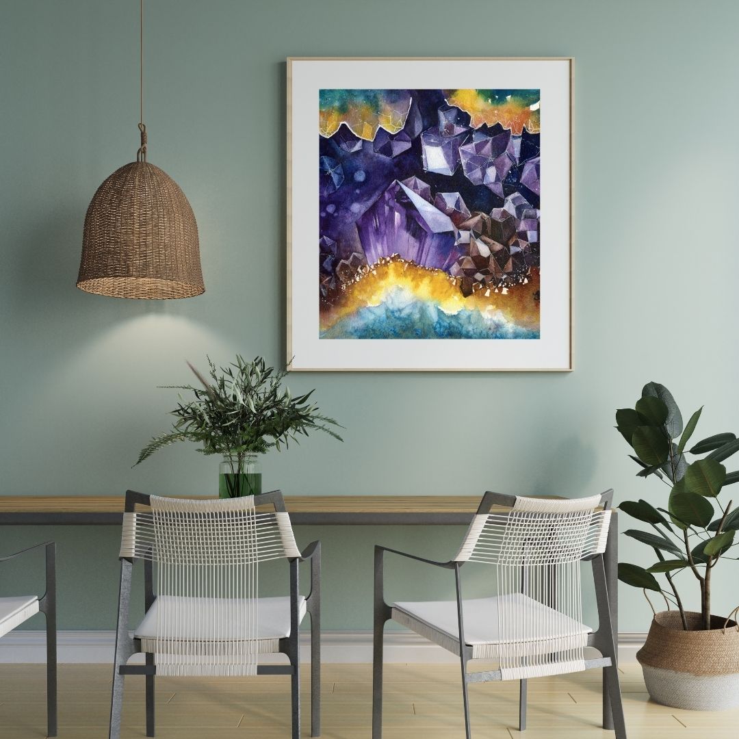 Geode Dream light collection Watercolor painting by Sophie Xie Dream In Watercolor This stunning painting is available as a print on my website, http://www.dreaminwatercolor.com