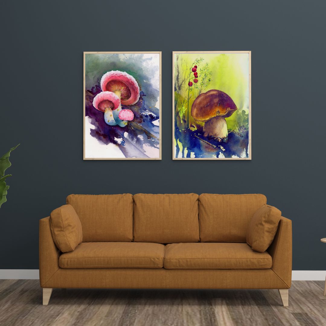 mushroom Watercolor painting by Sophie Xie Dream In Watercolor. This stunning painting is available as a print on my website, http://www.dreaminwatercolor.com