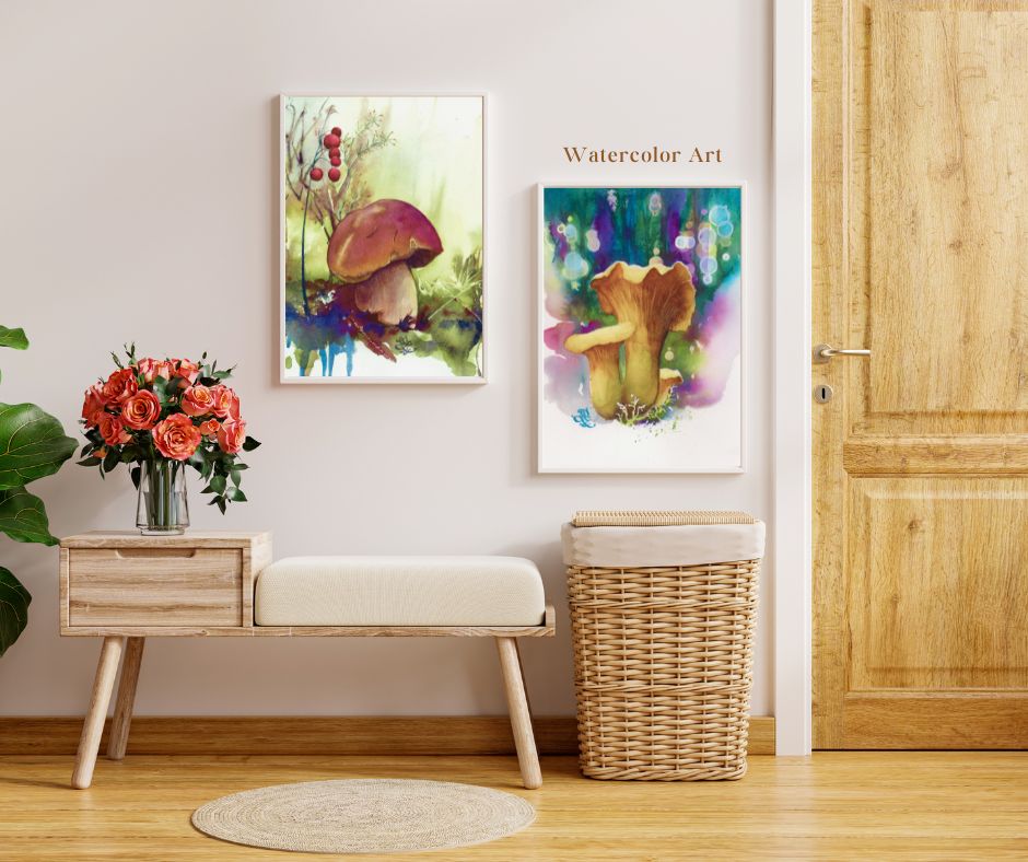 Chantelles1 mushroom Watercolor painting by Sophie Xie Dream In Watercolor. This stunning painting is available as a print on my website, http://www.dreaminwatercolor.com