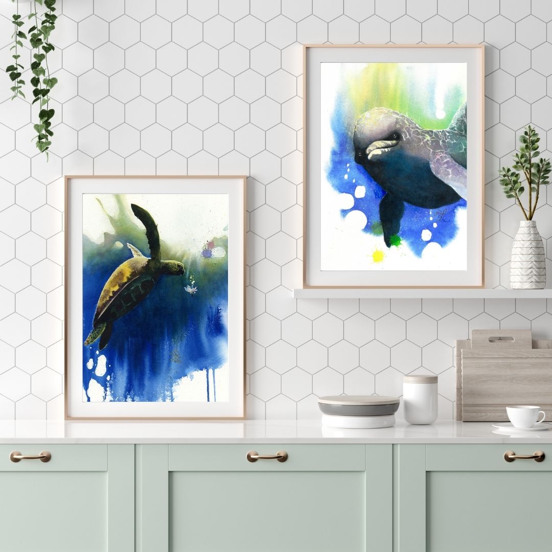 Ocean collection Watercolor painting by Sophie Xie Dream In Watercolor. This stunning painting is available as a print on my website, http://www.dreaminwatercolor.com
