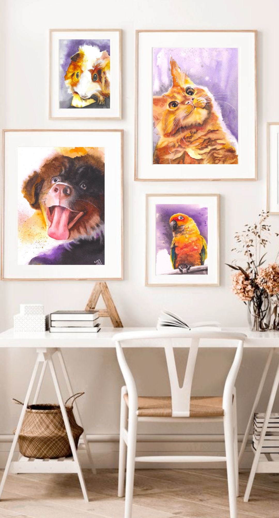 The Pet Collection highlights a delightful assortment of beloved animals, capturing them in their most whimsical and endearing moments of curiosity.&nbsp;