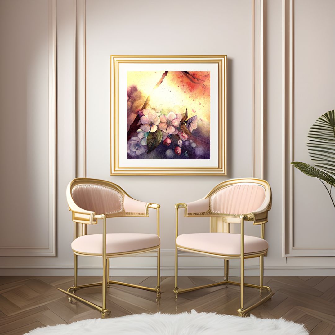 plum blossom dream and light collection Watercolor painting by Sophie Xie Dream In Watercolor. This stunning painting is available as a print on my website, http://www.dreaminwatercolor.com