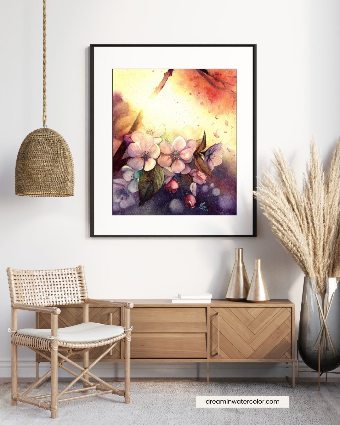 plum blossom dream and light collection Watercolor painting by Sophie Xie Dream In Watercolor. This stunning painting is available as a print on my website, http://www.dreaminwatercolor.com