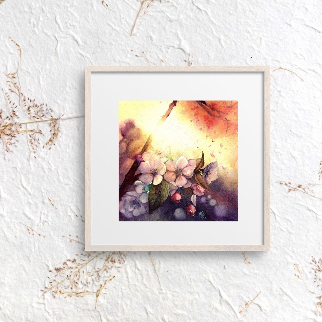 plum blossom dream and light collection Watercolor painting by Sophie Xie Dream In Watercolor. This stunning painting is available as a print on my website, http://www.dreaminwatercolor.com