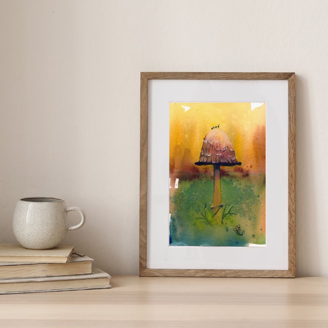 Shaggy Mane mushroom Watercolor painting by Sophie Xie Dream In Watercolor. This stunning painting is available as a print on my website, http://www.dreaminwatercolor.com